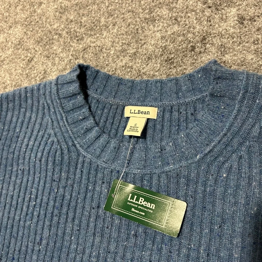 L.L. Bean Blue Donegal Ribbed Crewneck Sweater Vintage‎ Retro Size Small NWT